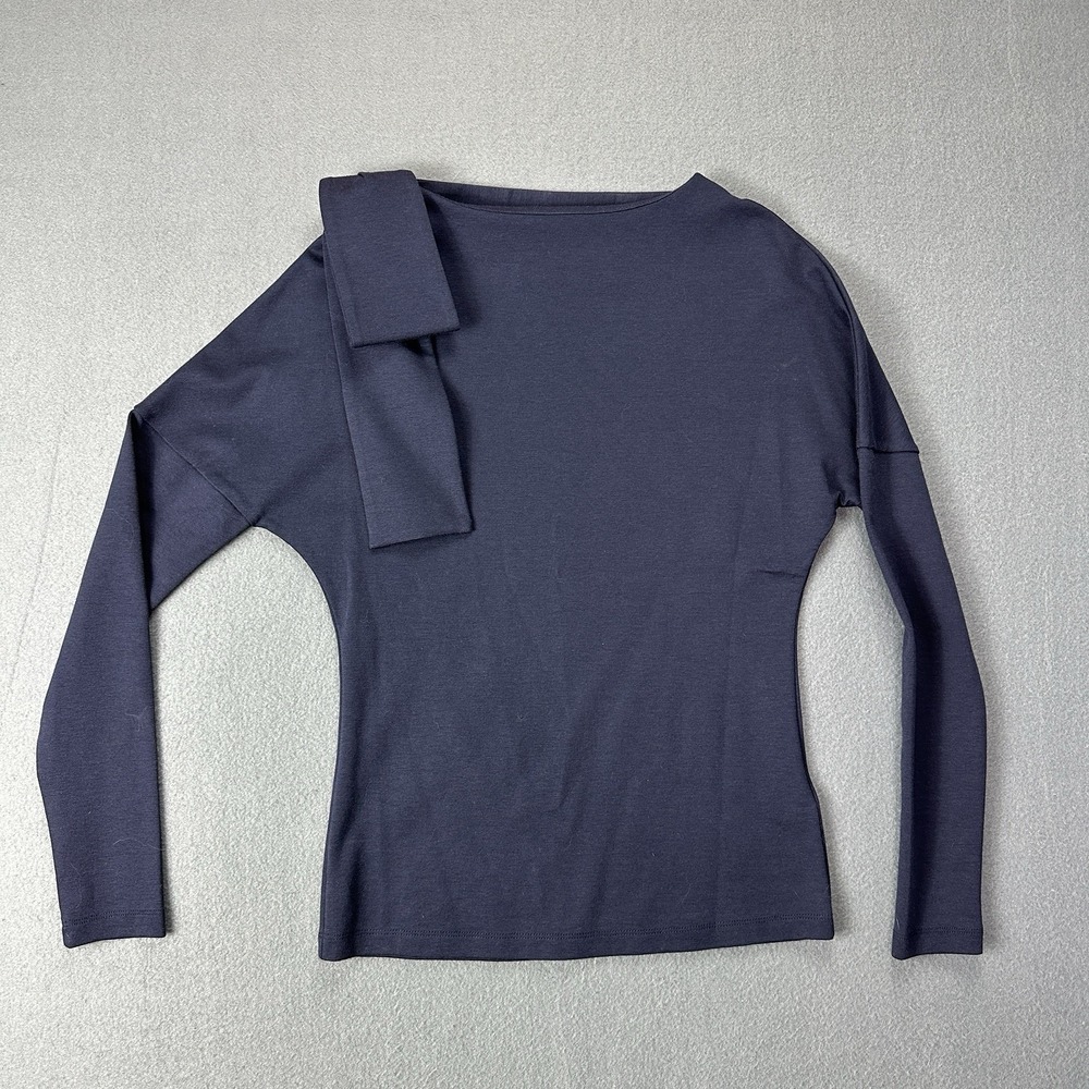 Victoria Beckham Navy Blue Shoulder Bow Top Blouse Classic Quiet Luxury Size XS
